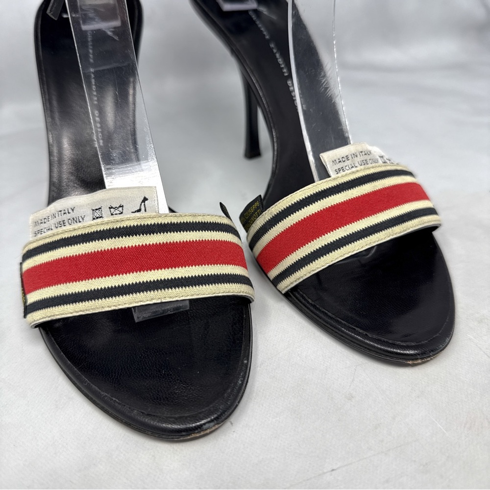 Giuseppe Zanotti Vicini Vintage Y2K Care Tag Leather Ankle Tie Sandal Heels 8 - Picture 6 of 16